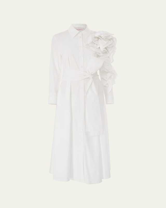 Flower Sleeve Midi Shirt Dress
